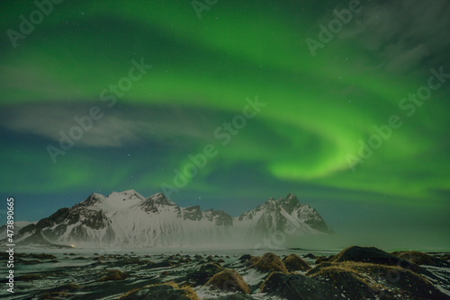aurora borealis in the mountains
