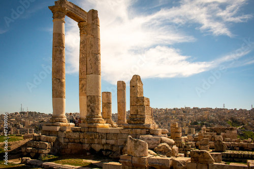 The uncompleted roman temple of Hercules at Amman Citadel, Jordan photo