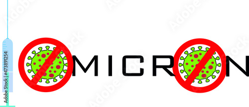 Omicron Covid-19 Coronavirus logo and vaccinated check, vector eps 10	