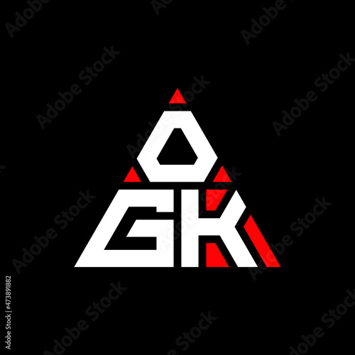 OGK triangle letter logo design with triangle shape. OGK triangle logo design monogram. OGK triangle vector logo template with red color. OGK triangular logo Simple, Elegant, and Luxurious Logo... photo