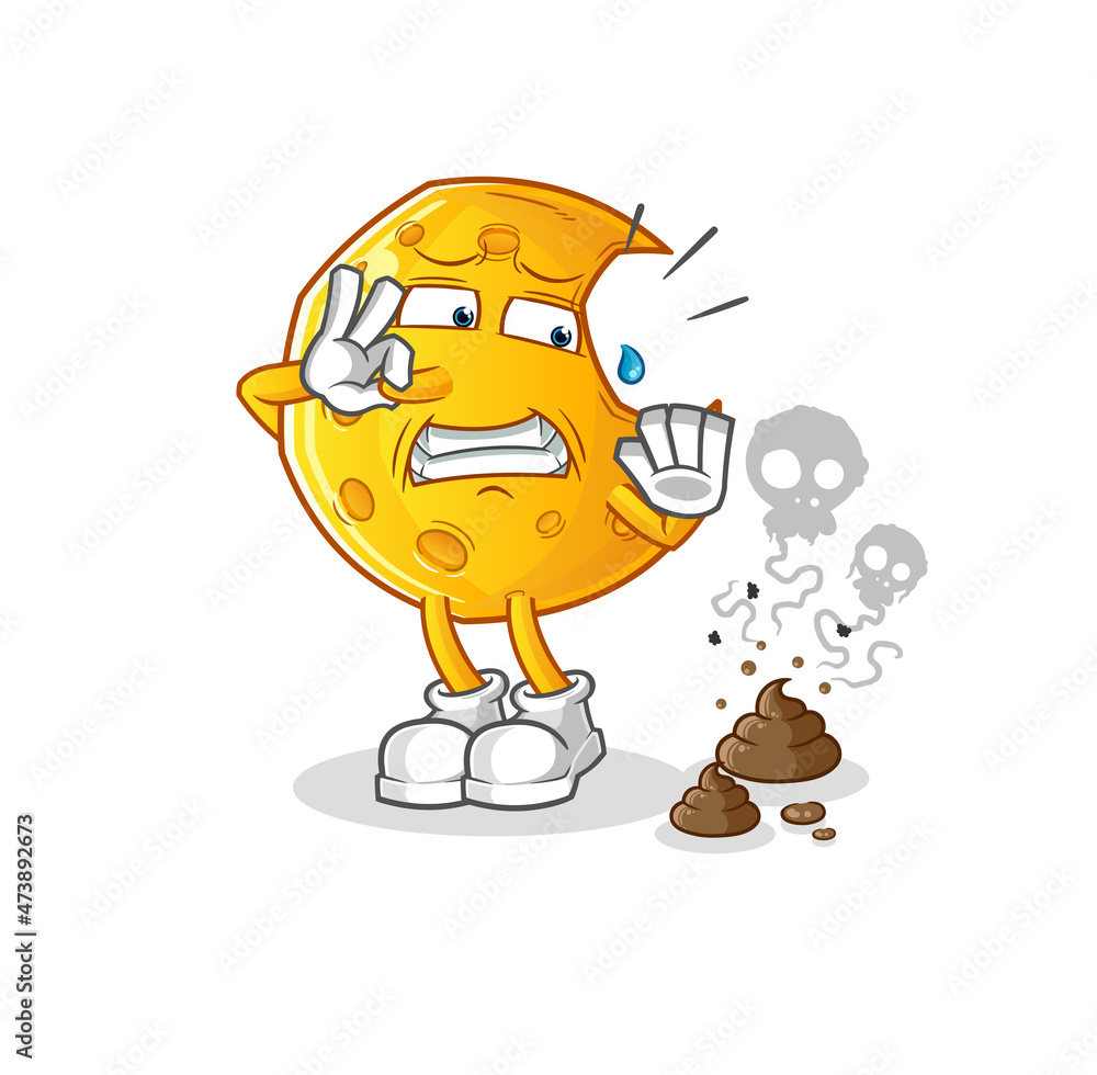 Crescent moon with stinky waste illustration. character vector Crescent moon with stinky waste illustration. character vector