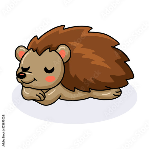 Cute little hedgehog cartoon sleeping
