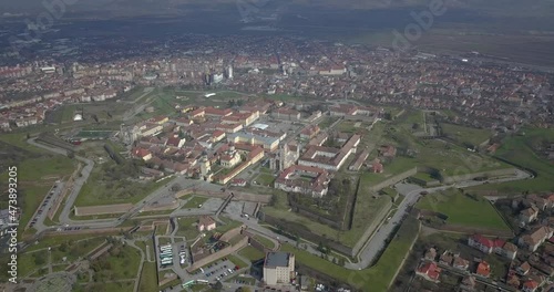 Alba Carolina Citadel - Famous Star-shaped Fortress In Alba Iulia From Above In Romania. - aerial photo