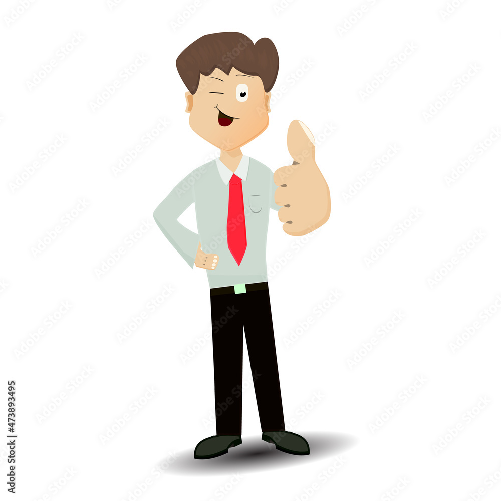 cartoon businessman standing and give thumb up cartoon businessman standing and give thumb up