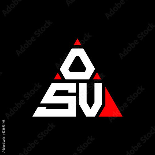 OSV triangle letter logo design with triangle shape. OSV triangle logo design monogram. OSV triangle vector logo template with red color. OSV triangular logo Simple, Elegant, and Luxurious Logo... photo