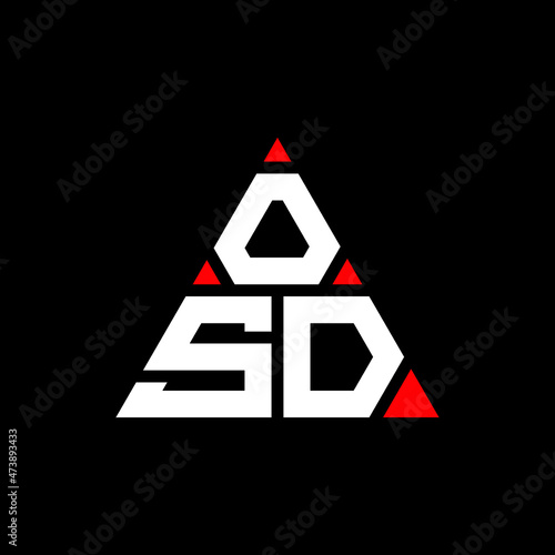 OSD triangle letter logo design with triangle shape. OSD triangle logo design monogram. OSD triangle vector logo template with red color. OSD triangular logo Simple, Elegant, and Luxurious Logo... photo