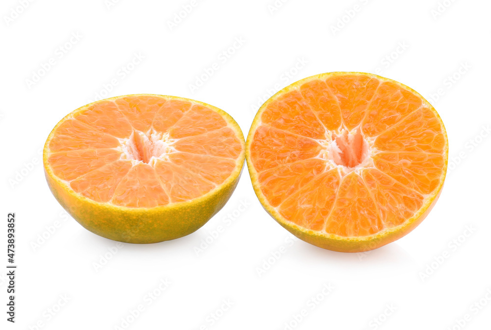 tangerine or mandarin fruit with leaves isolated on white background tangerine or mandarin fruit with leaves isolated on white background