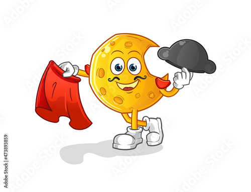 Crescent moon matador with red cloth illustration. character vector