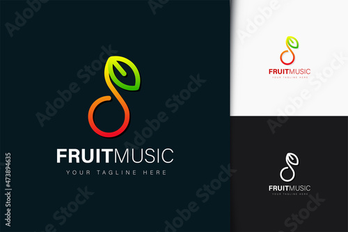 Fruit music logo design with gradient