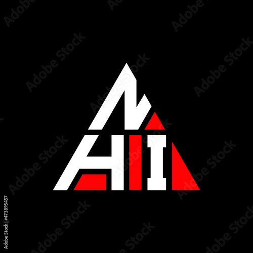 NHI triangle letter logo design with triangle shape. NHI triangle logo design monogram. NHI triangle vector logo template with red color. NHI triangular logo Simple, Elegant, and Luxurious Logo... photo