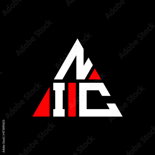 NIC triangle letter logo design with triangle shape. NIC triangle logo design monogram. NIC triangle vector logo template with red color. NIC triangular logo Simple, Elegant, and Luxurious Logo...