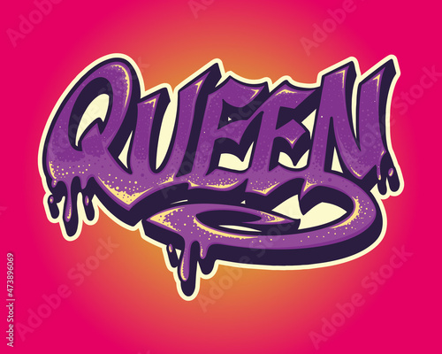 Queen Style Graffiti Hip Hop Characters Vector illustrations for your work Logo, mascot merchandise t-shirt, stickers and Label designs, poster, greeting cards advertising business company or brands. photo