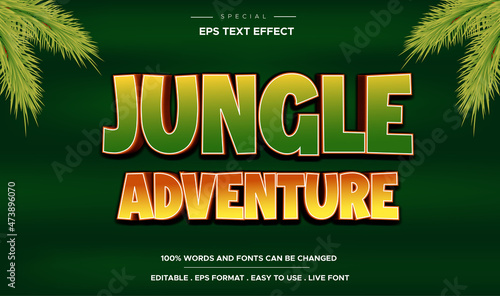 editable 3d jungle adventure text effect