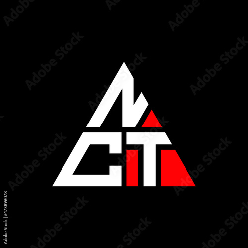 NCT triangle letter logo design with triangle shape. NCT triangle logo design monogram. NCT triangle vector logo template with red color. NCT triangular logo Simple, Elegant, and Luxurious Logo... photo