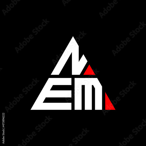 NEM triangle letter logo design with triangle shape. NEM triangle logo design monogram. NEM triangle vector logo template with red color. NEM triangular logo Simple, Elegant, and Luxurious Logo...