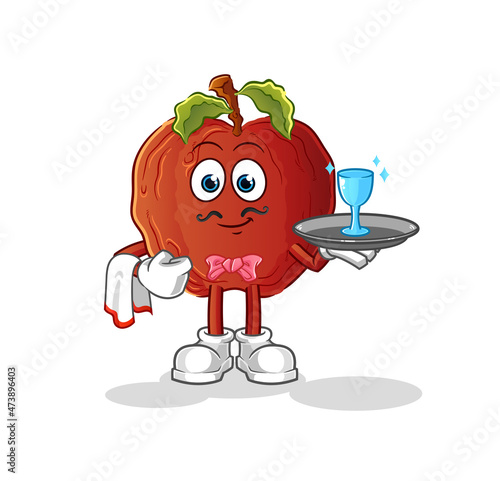 rotten apple waiter cartoon. cartoon mascot vector