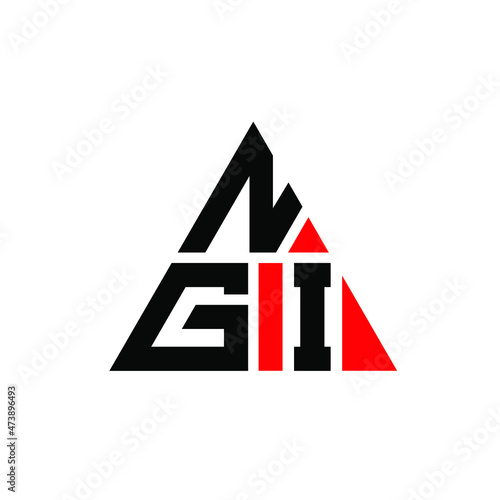 NGI triangle letter logo design with triangle shape. NGI triangle logo design monogram. NGI triangle vector logo template with red color. NGI triangular logo Simple, Elegant, and Luxurious Logo... photo