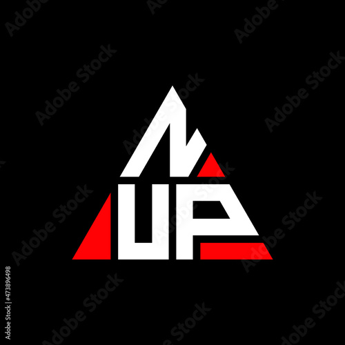 NUP triangle letter logo design with triangle shape. NUP triangle logo design monogram. NUP triangle vector logo template with red color. NUP triangular logo Simple, Elegant, and Luxurious Logo. NUP  photo