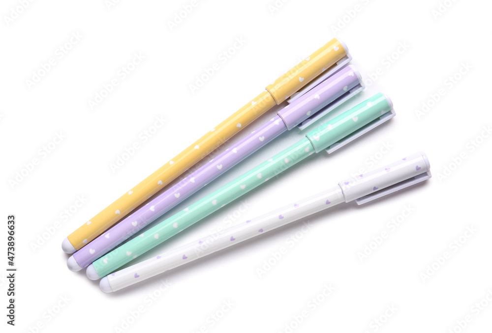 Colorful pens on white background Colorful pens on white background