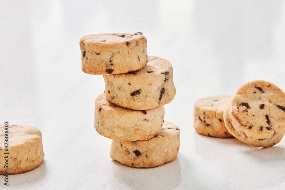 Stack of shortbread cookies on a white background Stack of shortbread cookies on a white background