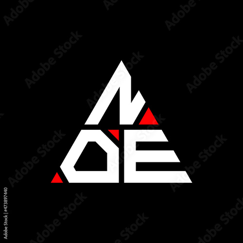 NOE triangle letter logo design with triangle shape. NOE triangle logo design monogram. NOE triangle vector logo template with red color. NOE triangular logo Simple, Elegant, and Luxurious Logo...