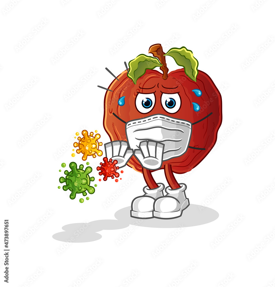 Obraz premium rotten apple refuse viruses cartoon. cartoon mascot vector