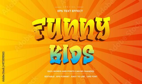 editable 3d funny kids text effect
