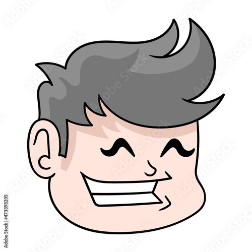 head boy handsome face chubby cheeks, doodle icon drawing