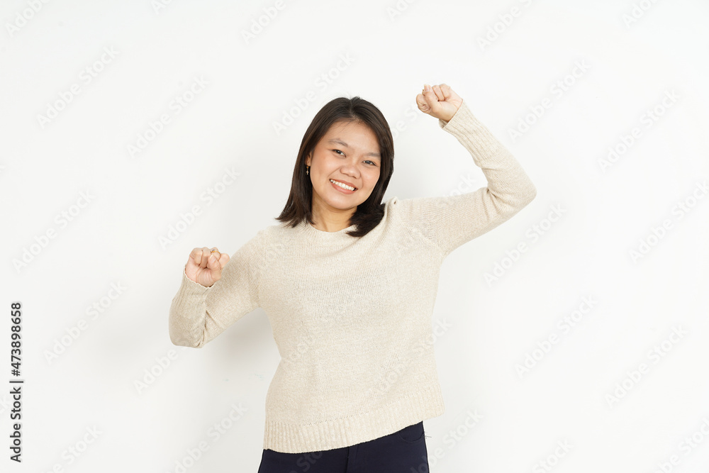 Dance of Beautiful Asian Woman Isolated On White Background Dance of Beautiful Asian Woman Isolated On White Background
