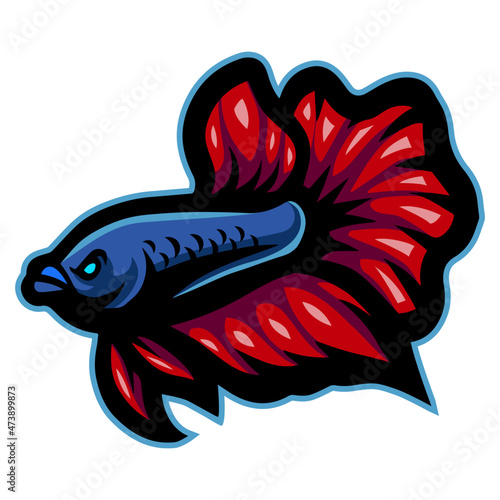 Cartoon angry betta fish mascot design