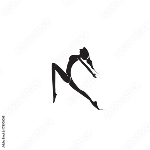 silhouette of woman doing leg and arm stretching warm-up exercise illustration icon vector continuous line