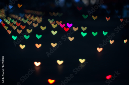 rainbow colorful bokeh and blur line heart shape love valentine day