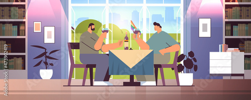 gays couple drinking wine two guys spending time together transgender love LGBT community concept