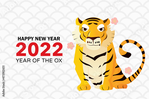 2020 Asian New Year cny tiger with auspicious white background vector design