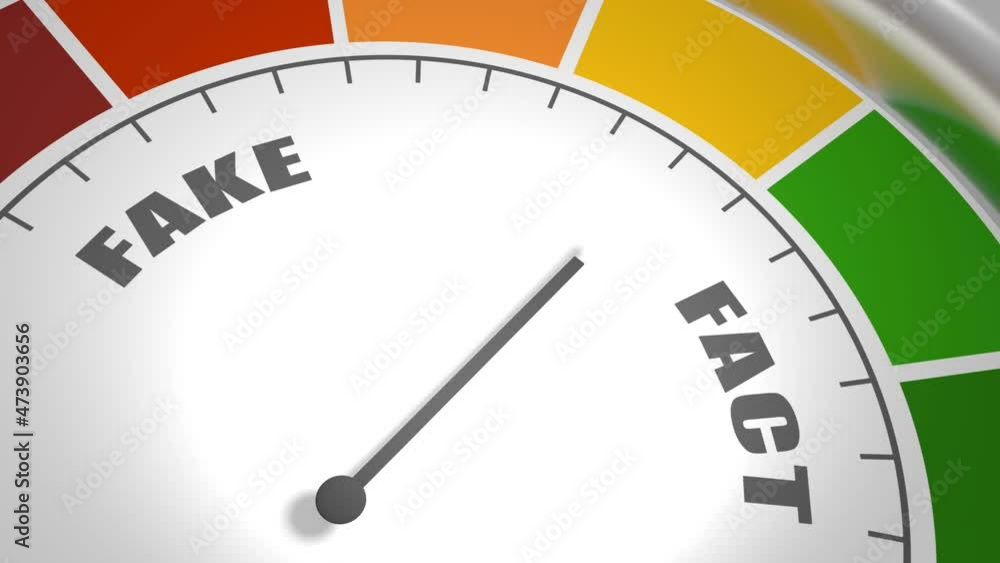 Fact or Fake concept. Measuring device with arrow and scale. Fact or Fake concept. Measuring device with arrow and scale.