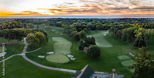 Bild auf Leinwand Aerial photos of a golf course in Omaha Nebraska.