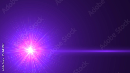 black background with bright rays. cosmic rays background. bright purple Star