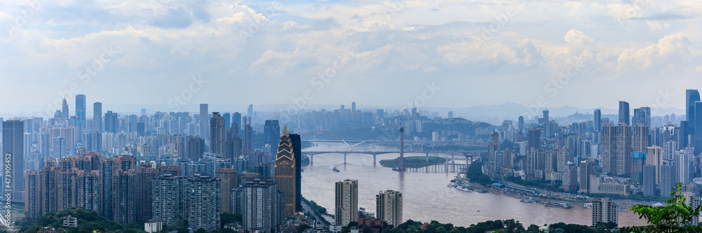 Naklejka premium Panoramic skyline and modern commercial buildings in Chongqing
