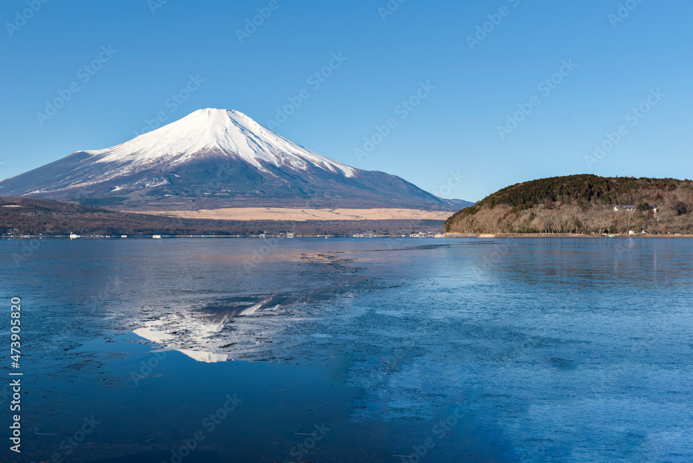 Fuji Mountain at Lake Yamanakako in Winter, Japan