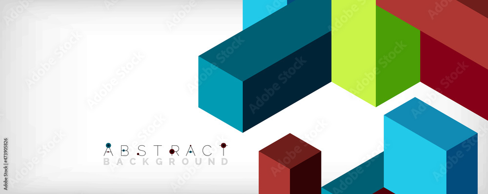 Abstract background. 3d cubes, cubic elements and blocks. Techno or business concept for wallpaper, banner, background, landing page Abstract background. 3d cubes, cubic elements and blocks. Techno or business concept for wallpaper, banner, background, landing page