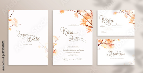 Wedding Invitation Set with autumn flower