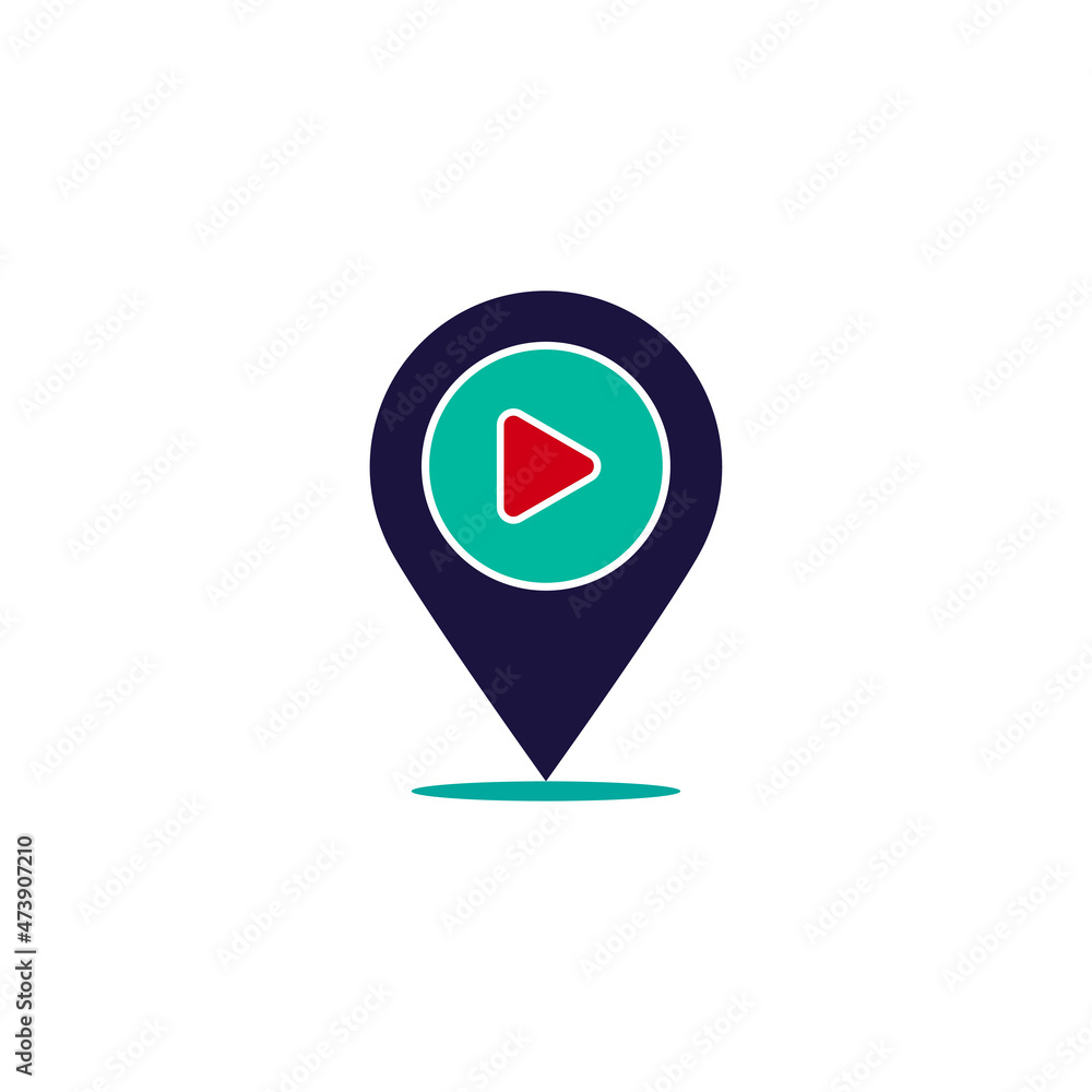Pin Logo Template Design Elements with play concept Pin Logo Template Design Elements with play concept