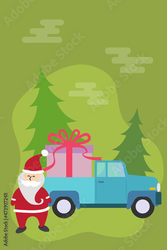 Merry Christmas and Happy new year 2022. Santa clause with truck © littlestocker