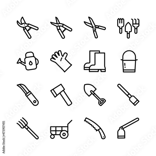 simple design icon farming tools set