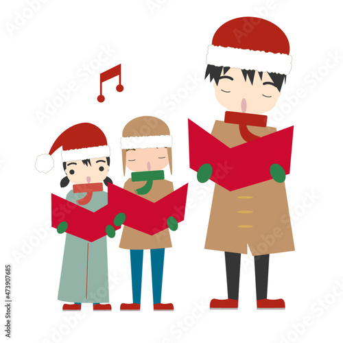 Cute Christmas Carol Vector Illustration