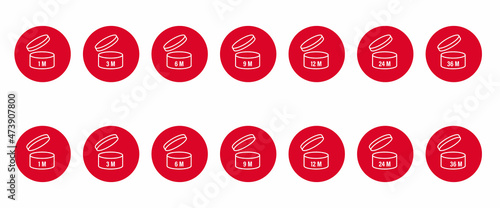 After Opening Use Icons. Expiration date symbols. Vector stock illustration.