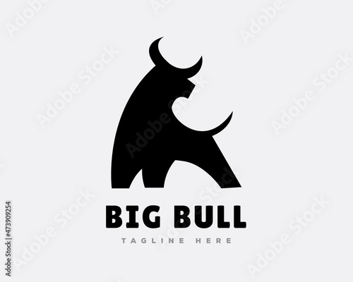 abstract black silhouette stand bull logo icon symbol template illustration