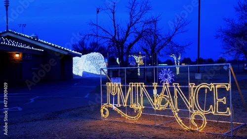 Night view of the beautiful Christmas decoration lights in Mitch Park photo