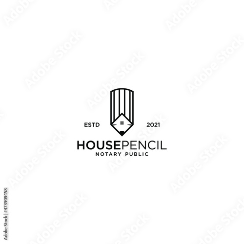pencil house logo design notary signature