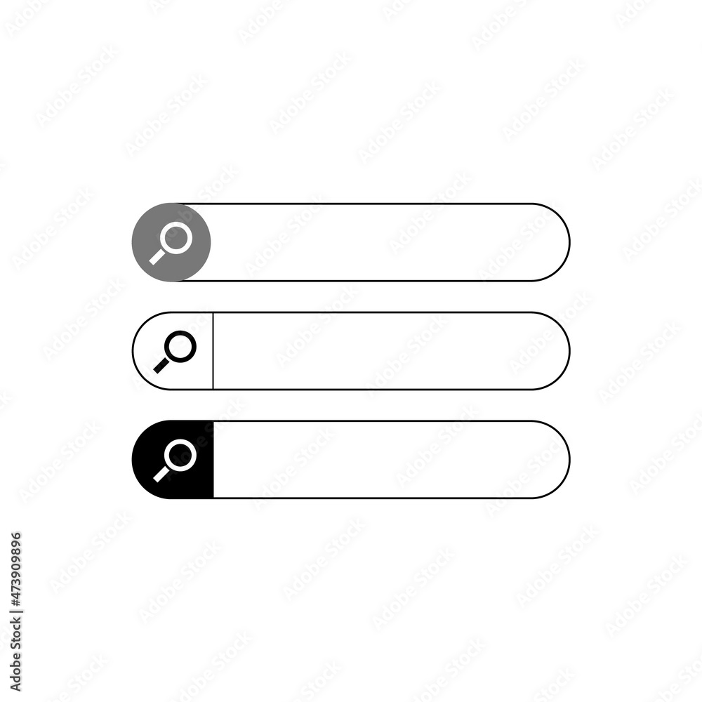Search bar with icon, without placeholder. HTML template element. User interface for the website and application. Vector illustration. Search bar with icon, without placeholder. HTML template element. User interface for the website and application. Vector illustration.